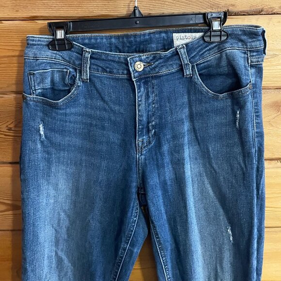 Pistola Jeans High Rise I’m Straight Medium Wash Distressed Size 31 - Picture 6 of 11